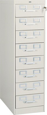 8-Drawer Multimedia Cabinet For 3x5 & 4x6 Cards, Putty, 43,400 Card Capacity, 52Hx15Wx28-1/2D