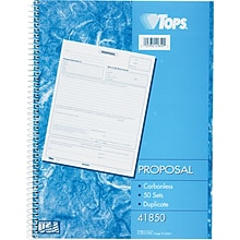 TOPS® Proposal Book, Ruled, 2-Part, White/Canary, 11 x 8 3/8, 1/Ea