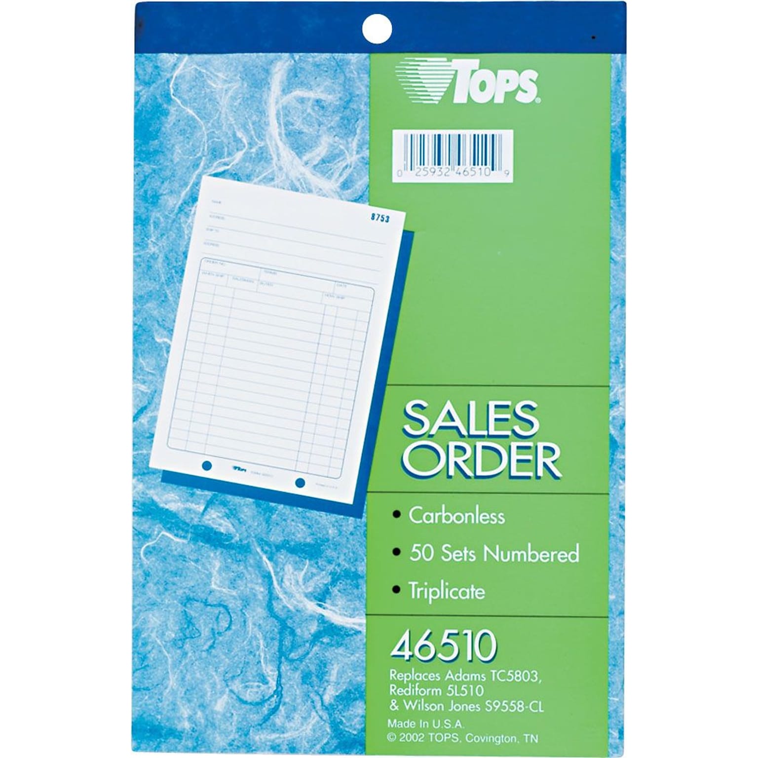 TOPS 3-Part Carbonless Sales Orders, 5-1/2 x 7-7/8, (46510)