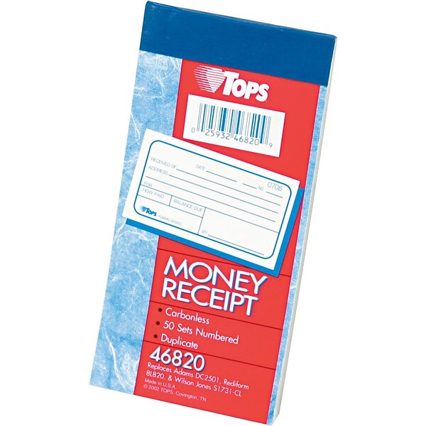 TOPS Money/Rent Receipt Book-Multiple Parts, Ruled, 2-Part (46820)