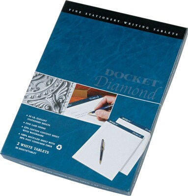 TOPS Docket Diamond Premium Stationery Tablets, 8-1/2 x 11-3/4, Legal Ruled, White, 50 Sheets/Pad,