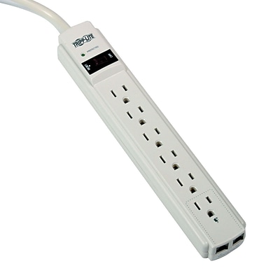 Tripp Lite 6 Outlet Surge Protector, 4 Cord, 720 Joules (TLP604TEL)
