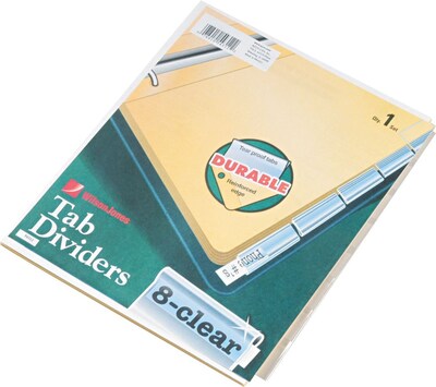 Wilson Jones Insertable Tab Dividers, Clear Tabs on Buff Paper, 8 Tab Set