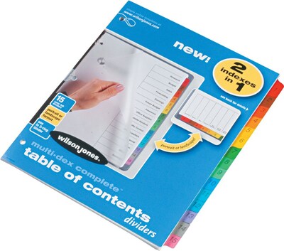 Wilson Jones MultiDex® Dividers, Multicolor, 15 Tab Set