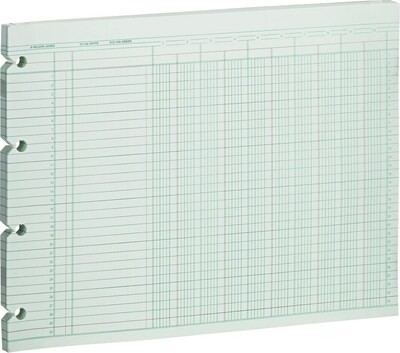 Wilson Jones Columnar Ruled Sheets, 10 Columns, 9.25 x 11.8, Green, 100 Sheets/Pack (WG10-10AA)