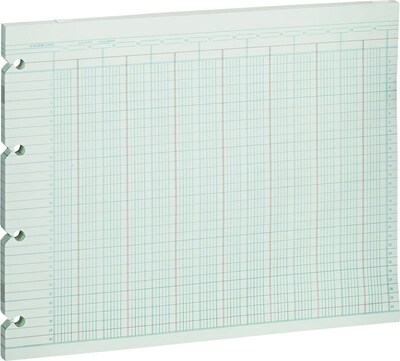Wilson Jones Columnar Sheets, Ledger Paper, Ruled, 30 Lines, 24 Columns, Green Paper, 9 1/4 x 11 7/8, 100/Pk