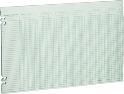 Wilson Jones Columnar Sheets, Ledger Paper, Ruled, 36 Lines, 36 Columns, Green Paper, 11 x 17, 100/Pk