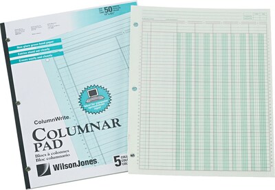 Wilson Jones Standard Columnar Pads, 8 1/2 x 11, 5 Columns 1-1/3 Wide, 10,000,000 Units/Column