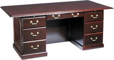 DMI Governors Series Wood Double Pedestal Desks, Mahogany, 30H x 72W x 36D