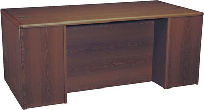 HON® 10700 Series with Full-Height Pedestals in Mahogany, Double-Pedestal Desk