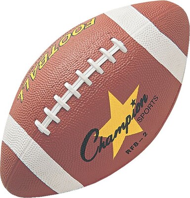 Champions Water-Resistant Rubber-Covered Sports Ball, Brown, 12 Intermediate Size Football