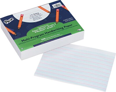 Pacon DNealian/Zaner-Bloser Multi-Program Handwriting Papers with Skip Space 10-1/2x 8, 1/2 Ruli