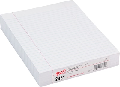 Pacon Essay & Composition Paper; Ruled, Red Margin, 8 x 10 1/2, 500 Sheets/Pk