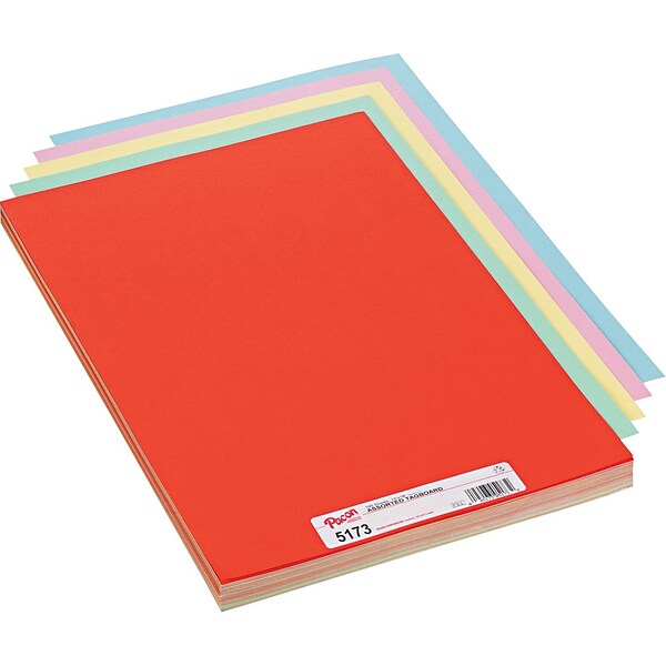 Pacon Assorted Colors Tagboard, 12W x 18H, 100 Sheets/Pk