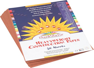 Pacon SunWorks® Construction Paper, 58 lbs., Light Brown, 9" x 12", 50 Sheets/Pk