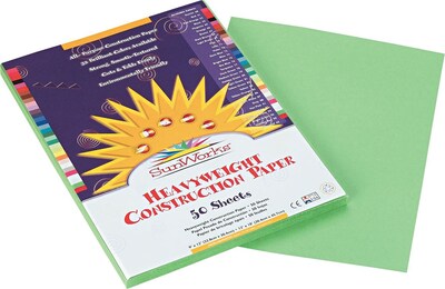Pacon SunWorks® Construction Paper, 58 lbs., Light Green, 9" x 12", 50 Sheets/Pk