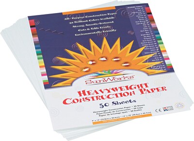 Prang Construction Paper, Bright White,  9 x 12, 50 Sheets (P8703)
