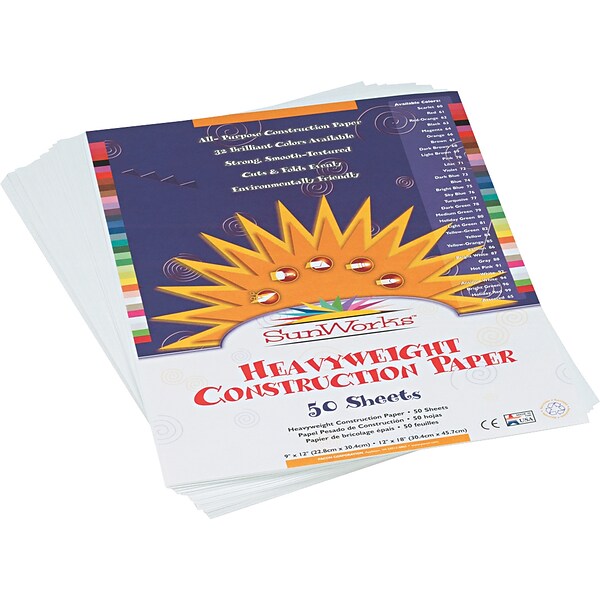 Prang Construction Paper, Bright White,  9 x 12, 50 Sheets (P8703)