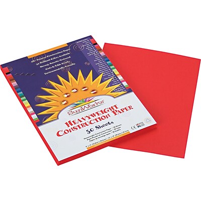 Pacon SunWorks 9 x 12 Construction Paper, Holiday Red, 50 Sheets/Pack (9903)