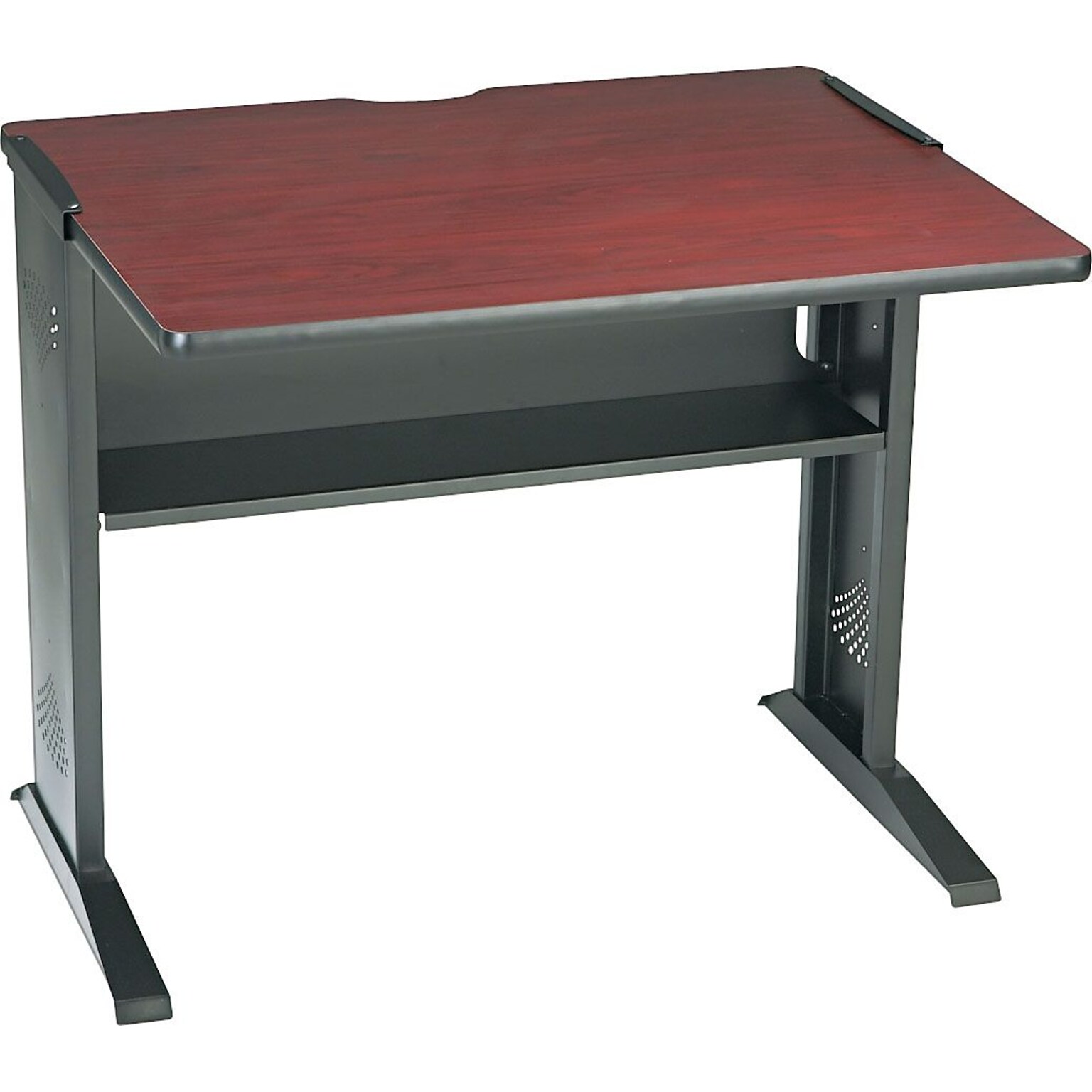 Safco 36 Workstation Desk, Mahogany/Medium Oak (1930)