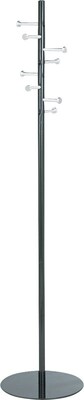 Safco® Nail Head Hooks Costumer Coat Rack, Black with Brushed Aluminum, 67H