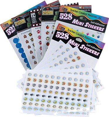 Mini Stickers Variety Pack, 6 Designs, 3,168 Stickers/Pk