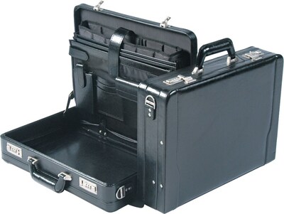 Solo New York Premium Leather 16 Laptop Attache, Hard-sided with Combination Locks, Black, 488