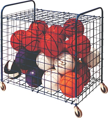 Lockable Ball Storage Cart with Hinged Cover, Holds up to 24 Assorted Balls (CHULFX)