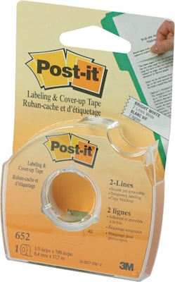 Post-it® Labeling and Cover-Up Tape, 2-Line, 1/3 x 700 Roll (652-CASE)
