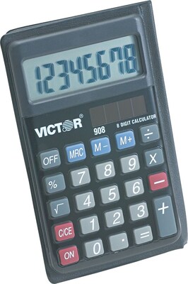 Victor 908 8-Digit Pocket Calculator, Black