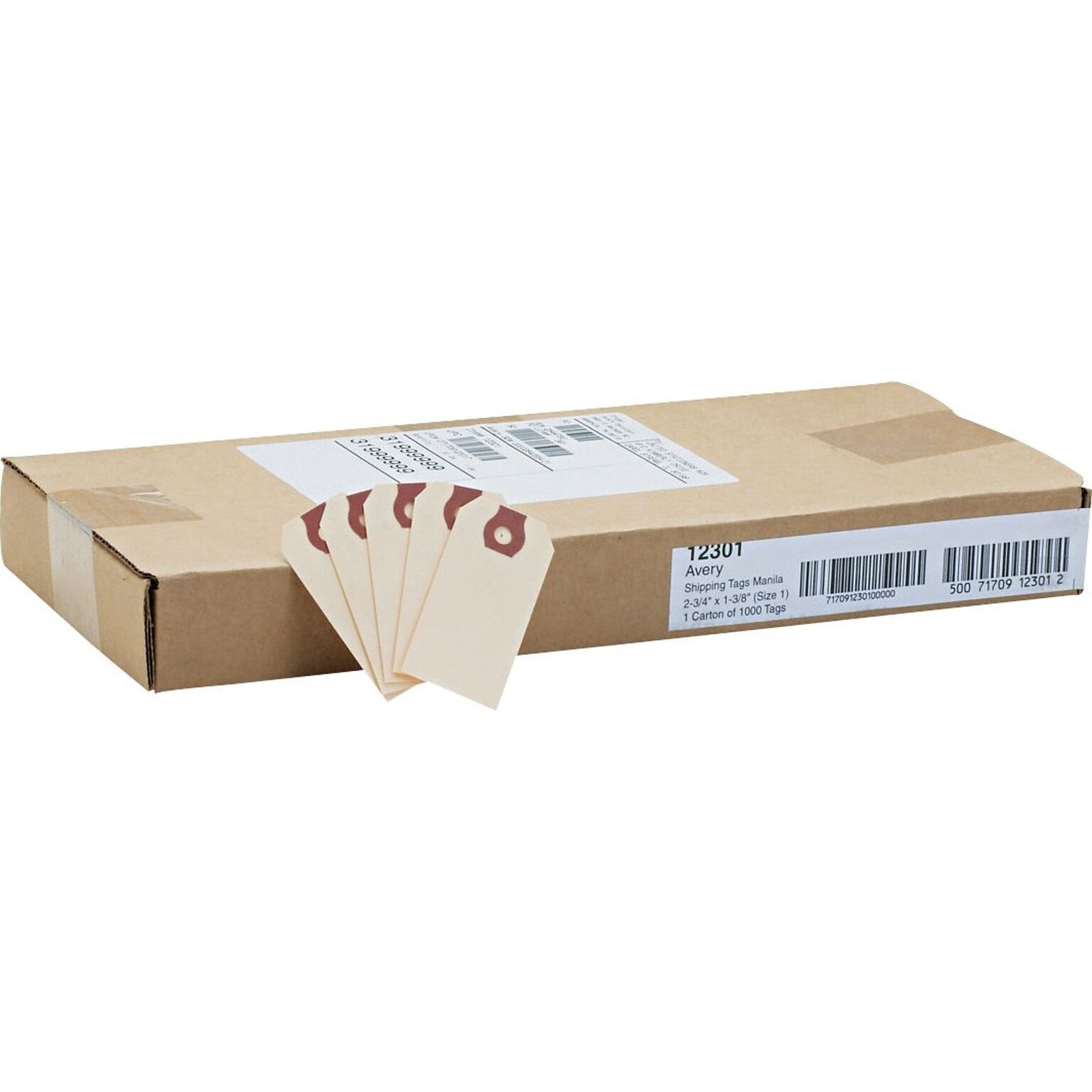 Avery Unstrung Shipping Tags, 2-3/4 x 1-3/8, Manila, 1,000 Tags/Box (12301)