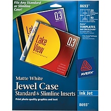 Avery Jewel Case Inserts for InkJet Printers, 5 1/4 x 4 1/2, Matte White,  2 inserts per Sheet, 10