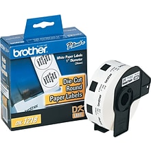 Brother DK-1218 Round Paper Labels, 94/100 x 94/100, Black on White, 1,000 Labels/Roll (DK-1218)