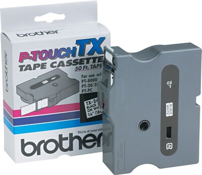 Brother TX Series TX2411 Label Maker Tape, 3/4W, Black on White