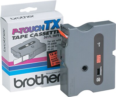 Brother P-touch TX-B511 Laminated Label Maker Tape, 1 x 50, Black On Fluorescent Orange (TX-B511)