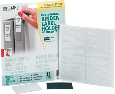 C-Line Self-Adhesive Binder Spine Labels, 2.25W, White, 12/Pack (70023)