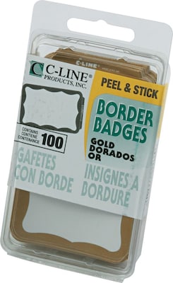 C-Line Name Badge, Gold Border, 3 1/2 x 2 1/4 (92266)