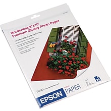 Epson Photo-Quality Inkjet Paper, Premium, Glossy, 68 lbs., 8 x 10, 20 Sheets/Pk