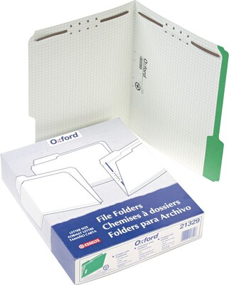 Pendaflex Reinforced Top Fastener Folders, 1/3 Cut, Letter Size, Green/Grid Interior, 50/Box