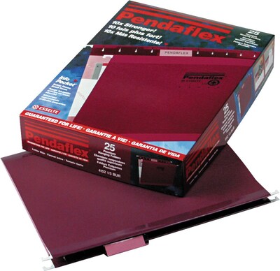 Pendaflex Reinforced Hanging File Folders, 1/5 Tab, Letter Size, Burgundy, 25/Box (PFX 4152 1/5 BUR)