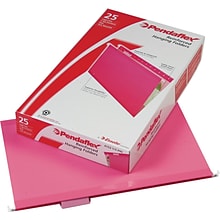 Pendaflex Reinforced Hanging File Folders, 1/5 Tab, Legal Size, Pink, 25/Box (04153 1/5 PIN)