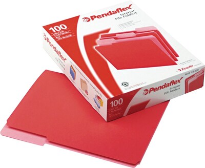 Pendaflex File Folder, 3 Tab, Letter Size, Red, 100/Box (PFX 4210 1/3 RED)