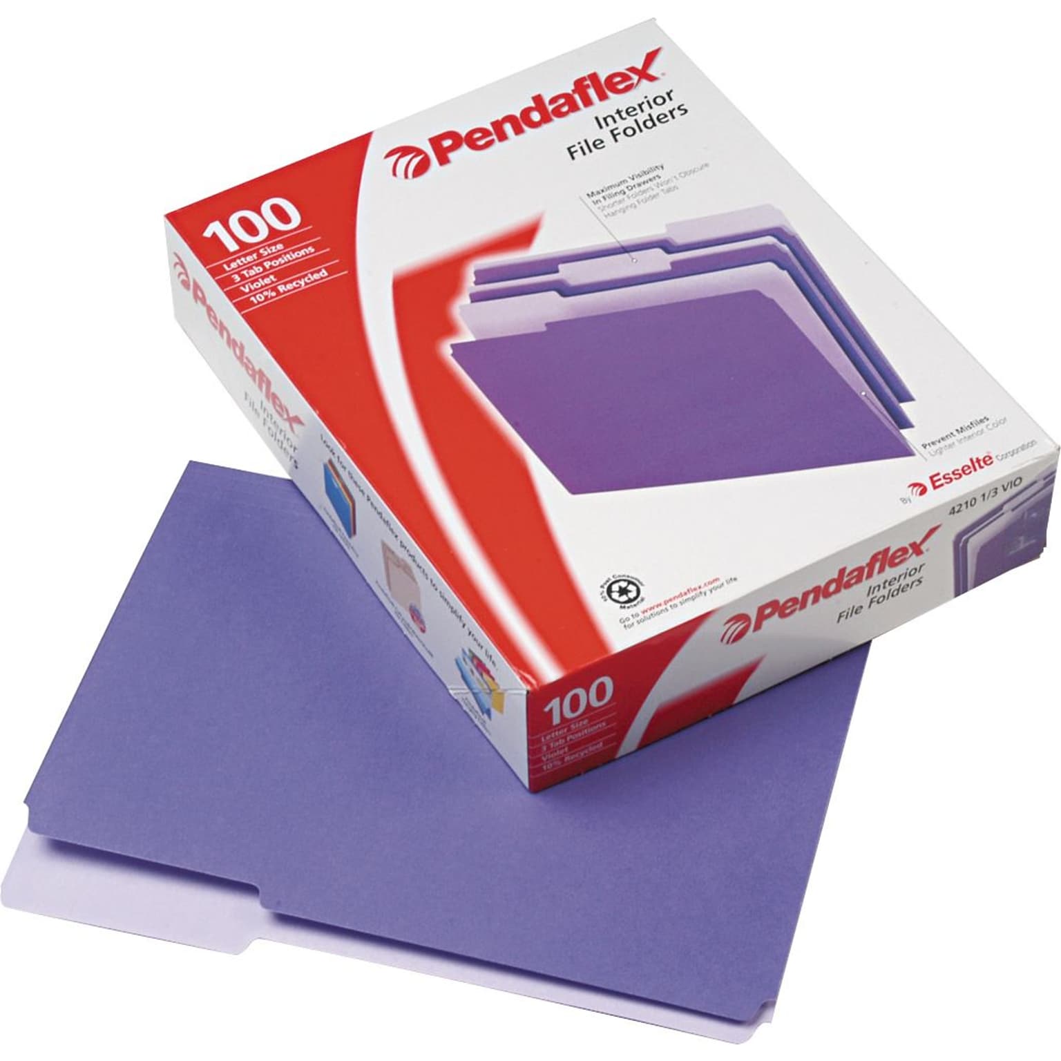 Pendaflex File Folder, Letter Size, Violet, 100/Box (PFX 4210 1/3 VIO)