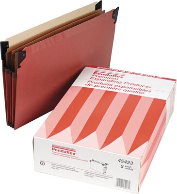 Pendaflex Premium Reinforced File Pocket with Swing Hooks, 3 Dividers, Legal size, Redrope, 5/Box (4