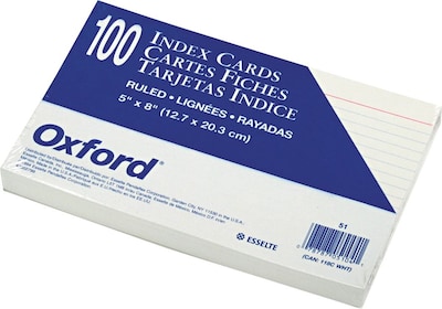 Oxford Index Cards, Assorted Colors, 5 x 8, Ruled, 100-Pack (35810)
