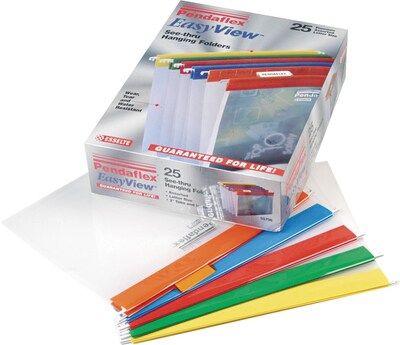 Pendaflex EasyView™ Poly Hanging File Folders, Assorted Color Bar, Letter, Holds 8 1/2"H x 11"W, 25/Bx (PFX 557080)