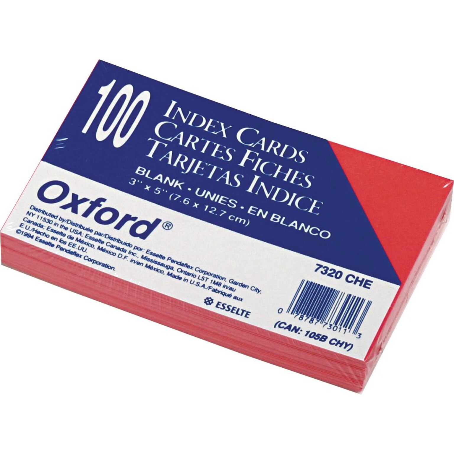 Oxford Index Cards 3 x  5, Cherry,  100/Pack (7320CHE)