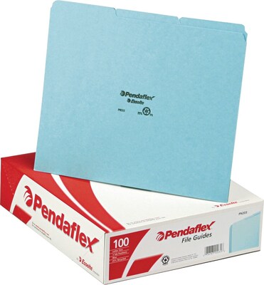 Pressboard Heavy Duty File Guide, 1/3" Tab Cut, Self Tab, Letter, Blue