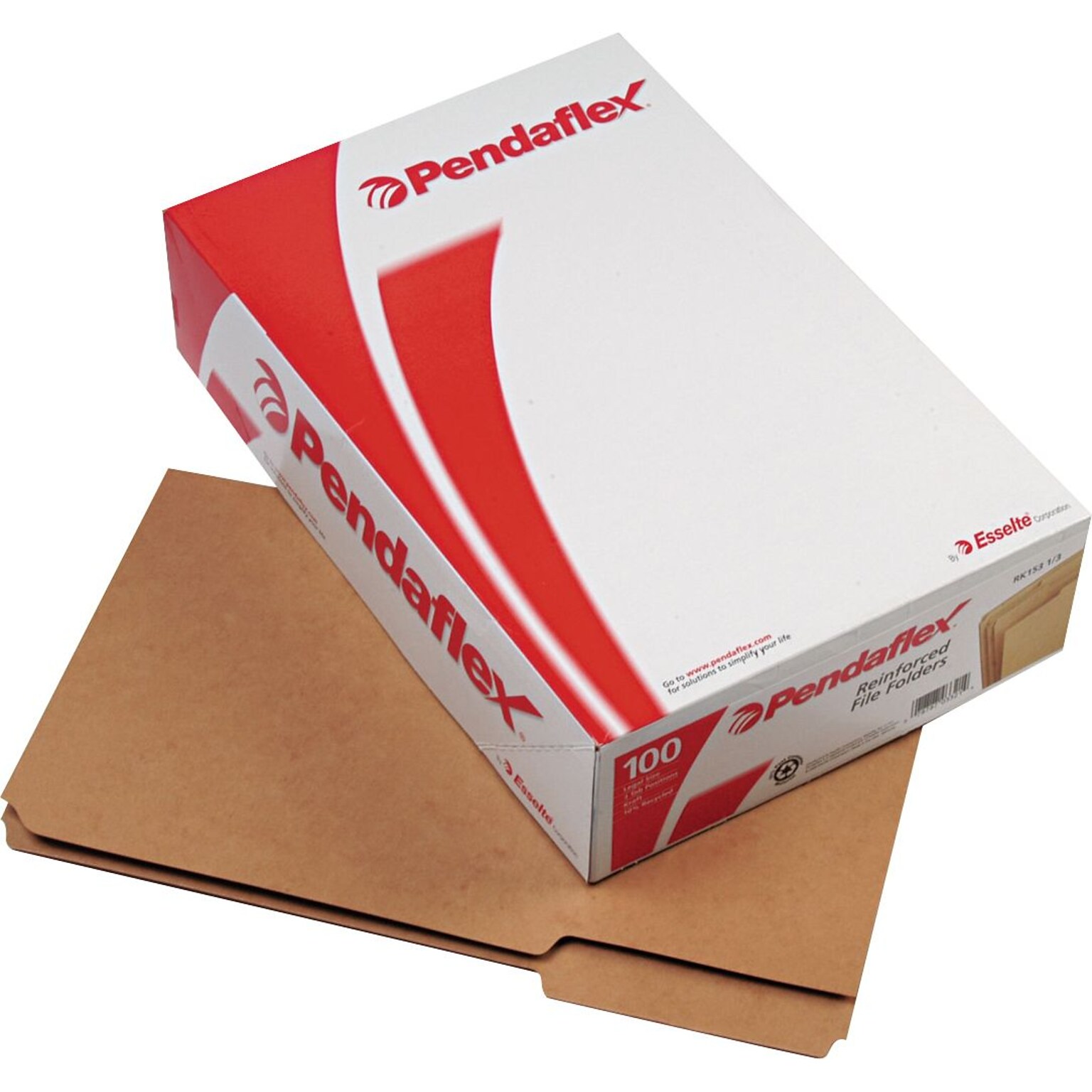 Pendaflex Recycled File Folder, 1/3-Cut Tab, Legal Size, Brown, 100/Box (RK1531/3)