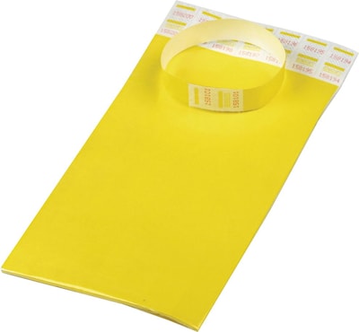 Advantus Sequentially Numbered Crowd Control Wristbands, Yellow, 100/Pack (AVT75444)